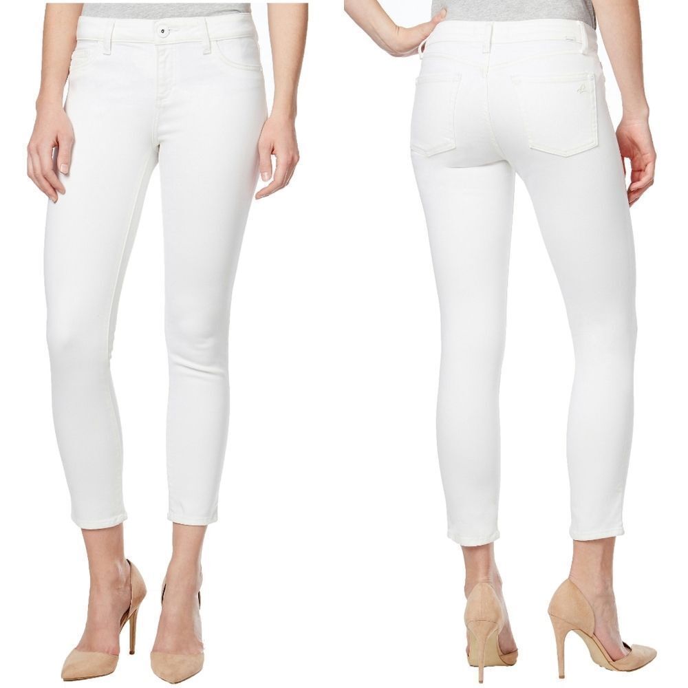 New! DL1961 Instasculpt Cropped Ankle Skinny Jeans Denim White Mid-Rise